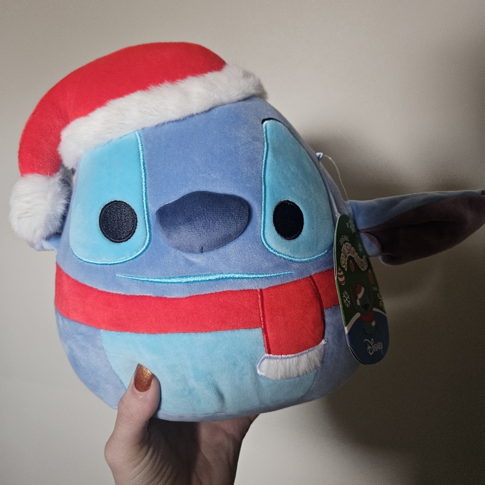 NWT Squishmallows Stitch w red scarf Disney 8" Christmas Holiday Plush